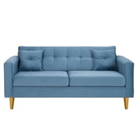 Bodevir - Sofa New Retro 3C Felpa 01 Azul Petroleo