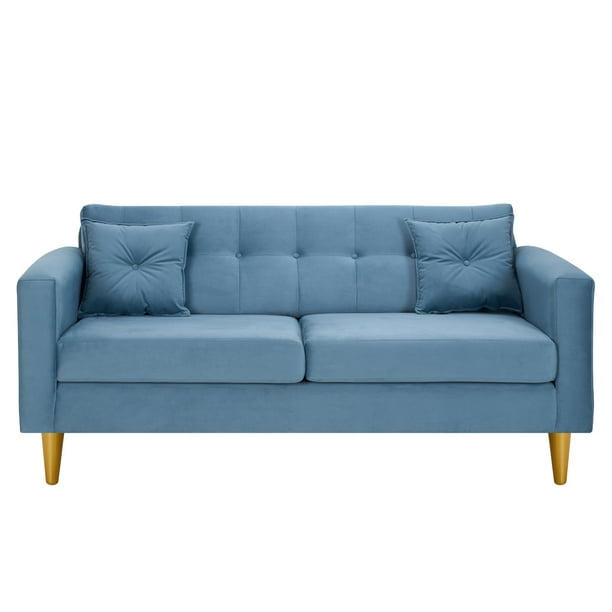 Sofa New Retro 3c Felpa 01 Azul Petroleo