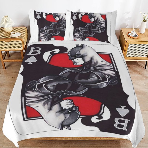Batman Bedding Sets Ultra Soft Skin-Friendly Duvet Cover 3 Piece, Cute Comforter Cover Bed Set for Boys Girls Kids