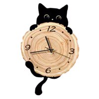 Magideal - Reloj De Pared Con Forma De Gato, Adorno Decorativo Con Números Arábigos Grandes, Decoración De Pared, Reloj Colgante Para Escuela, Aula, Dormitorio, 42 Cm Sin Onda