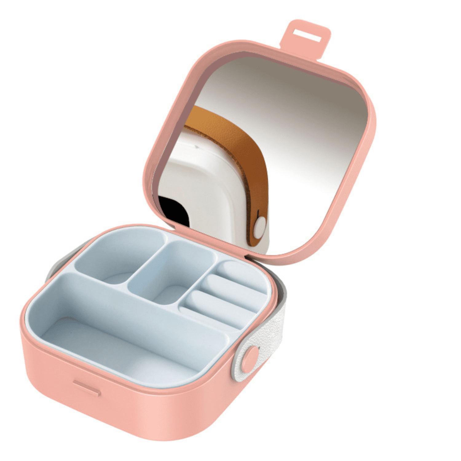 Genérico - Joyero Organizador Portátil De Mano Joyas Cuerina Pequeño Rosa