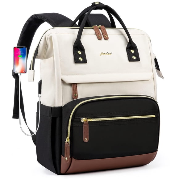 Mochila para portátil Focdod para mujer, 17 pulgadas, trabajo y negocios, negra