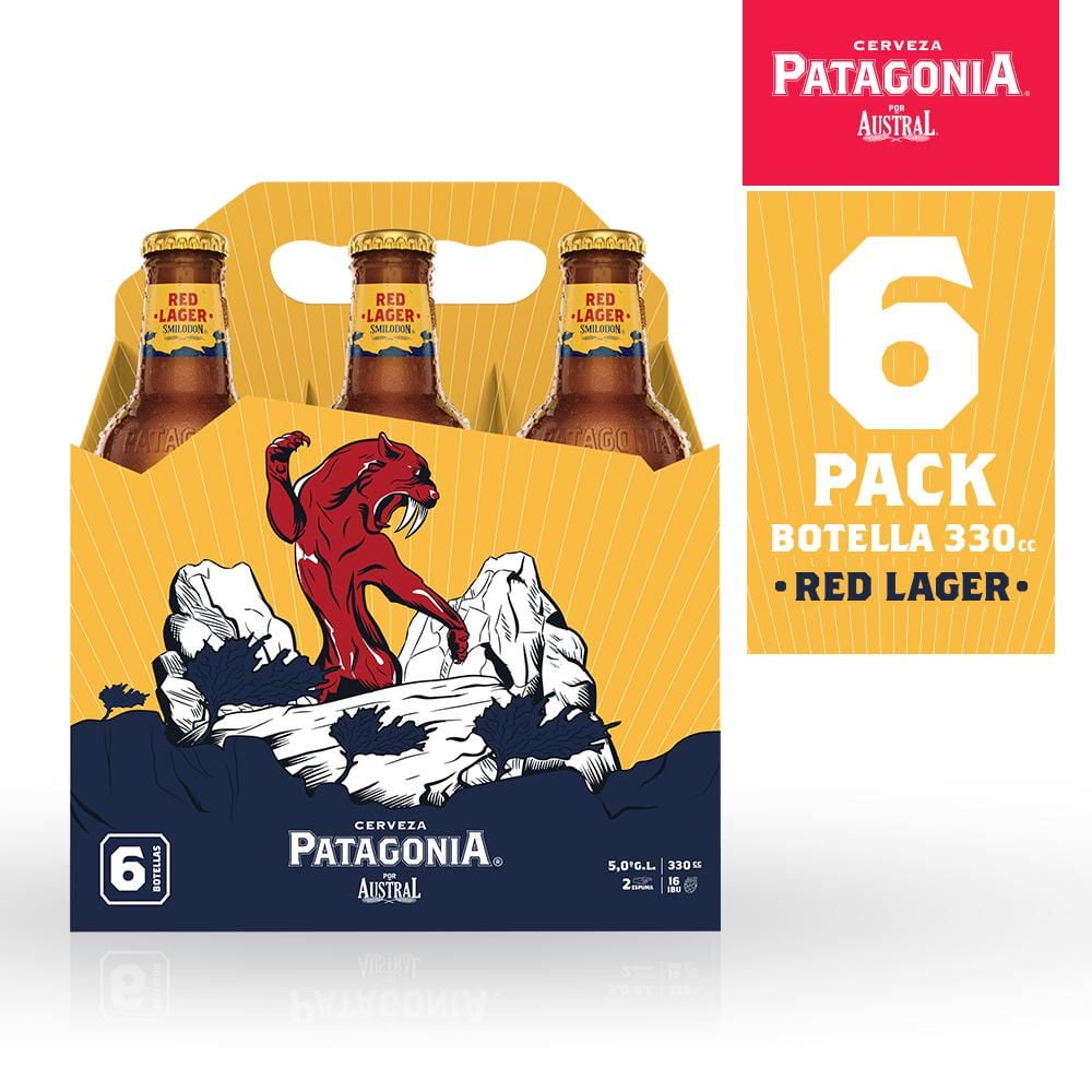 Cerveza Artesanal Patagonia Red Lager 5.0º Pack 6 Botella 6 Un Austral