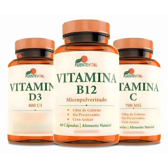 Vitaminas B12 - D3 - C - Capsula Vegetal - Pack X 3 - Oferta