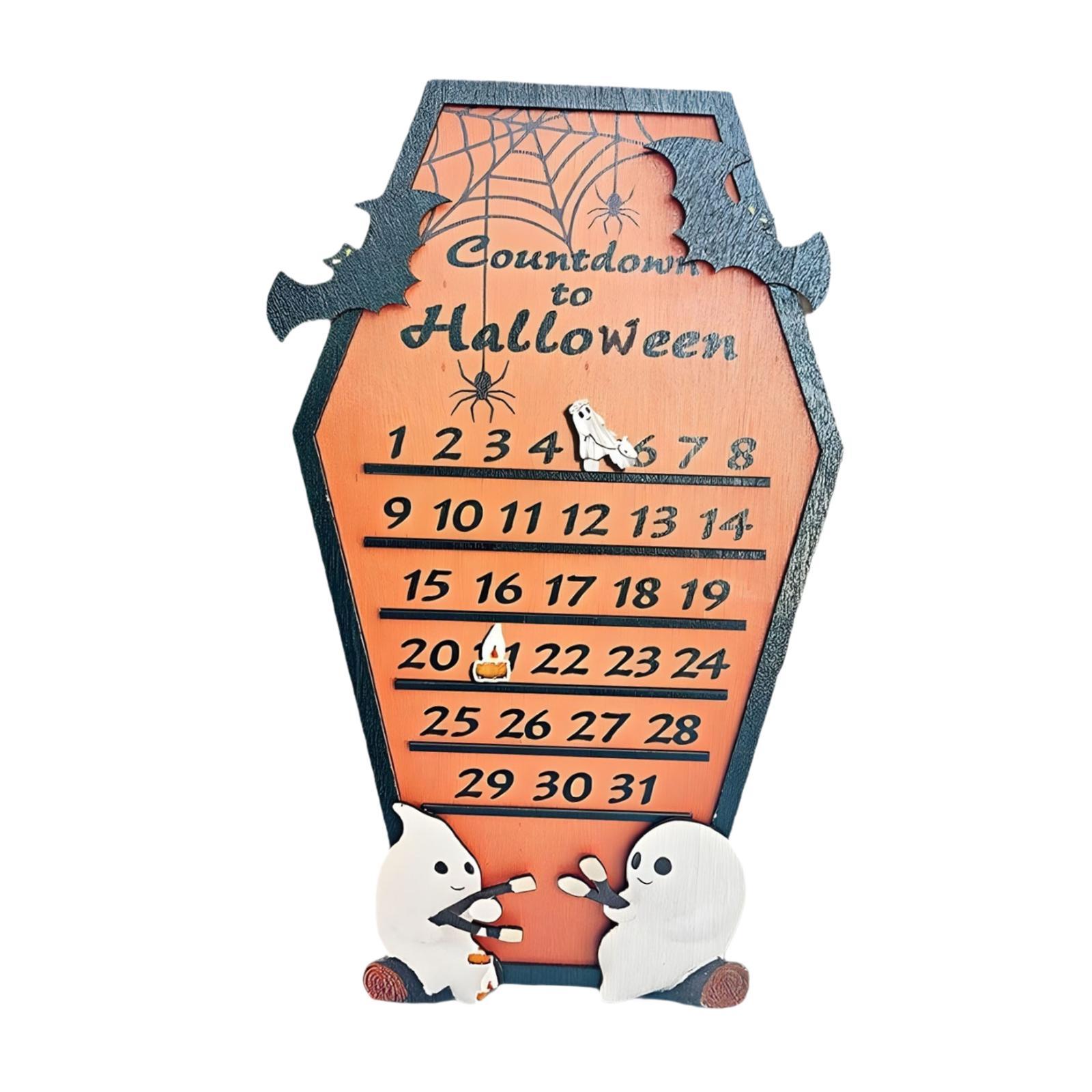Magideal - Calendario De Cuenta Regresiva De Adviento De Halloween Decoración Espeluznante Calabazas Fantasmas Decoración De Mesa Calendario De Ataúd Divertido