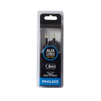 Cable Auxiliar 3.5 Mm Espiral Negro 1.8 Metros Philco
