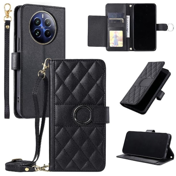 Funda tipo billetera FOXDOCK para Realme 12 Pro Plus 5G – Tapa abatible con correa para mujer