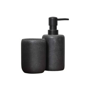 Decoexpress - Set 2 Accesorios De Baño Dispensador De Jabón Y Vaso Noir