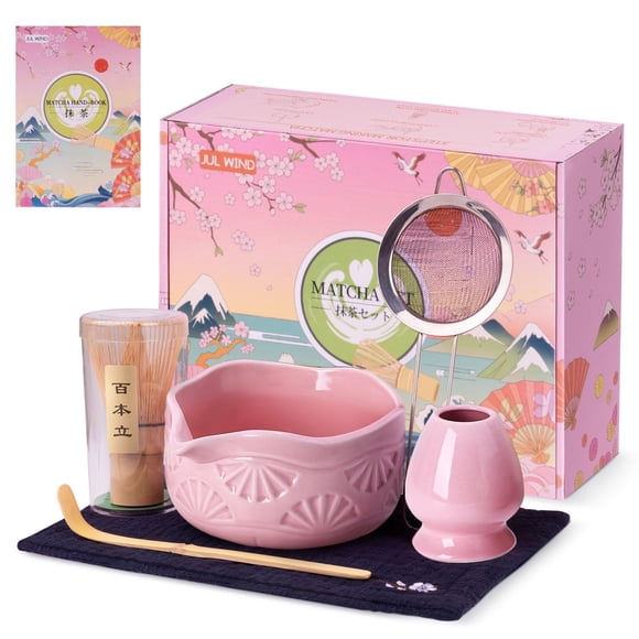Set de batidor para matcha JUL WIND, cuenco de cerámica 530 ml, rosa