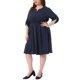 thumbnail image 4 of Vestido casual midi con bolsillo, cintura elástica, cuello en V con botones y mangas enrolladas para mujer de talla grande Agnes Orinda, 4X azul marino, 4 of 5