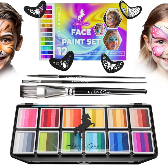 Kit De Pintura Facial Adis guys Art Supply Twin Palette Con 12 Colores