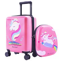 Iplay, Ilearn Unicorn Kids Luggage, Girls Carry On Suitcase, 18"" Hardside Travel Luggage Set W/Backpack, Toddler Rolling Luggage W/ 4 Spinner Wheels, Children Holiday Birthday Gift