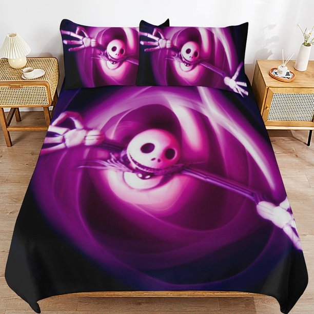 Nightmare Before Christmas Bedding Set Duvet Cover Comfortable and Lightweight Cartoon Bedding 3 Piece Bed Set