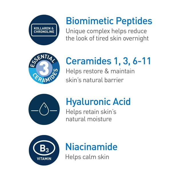 CeraVe Crema de Noche Renovadora Facial con Complejo de Péptidos y