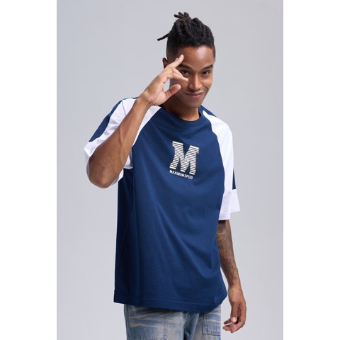 Fashionspark - Polera Hombre Manga Contra Tono Azul Claro