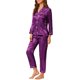 thumbnail image 4 of INSPIRE CHIC Conjunto de Pijama de Satén para Mujer de Regreso a Clases Camisa de Dormir de Manga Larga con Botones y Pantalones con Ribete en Contraste Cuello con Solapa Ropa de Casa L Púrpura, 4 of 7