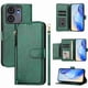 thumbnail image 1 of Funda tipo cartera para BLU View 5 con bolsillo con cremallera, tarjetero, soporte, correa para la muñeca y tapa de cuero verde, 1 of 5
