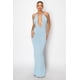 thumbnail image 1 of Saronite Vestido de Fiesta de Corte Alto, Elástico, con Escote en V Profundo, Espalda Descubierta y Abertura, Azul Claro (para Mujer), 1 of 2