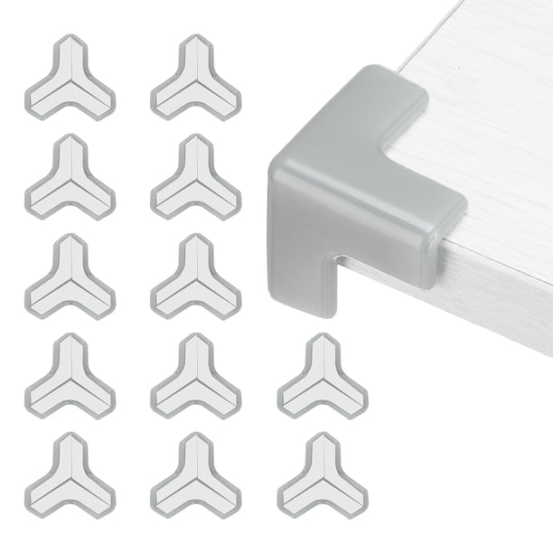 Protectores de esquina Uxcell 12 piezas Protectores de esquina para mesa Guardias de esquina de muebles y parachoques de bordes (en forma de T, gris)