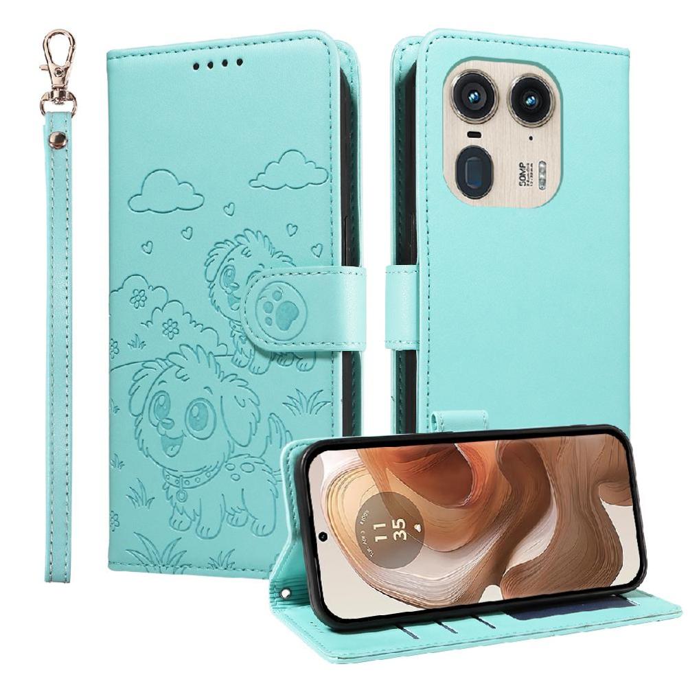 Funda Billetera Foxdock Compatible Con Motorola Edge 50 Ultra 5G, Diseño Perrito Tierno, Ranuras Para Tarjetas Y Soporte Plegable