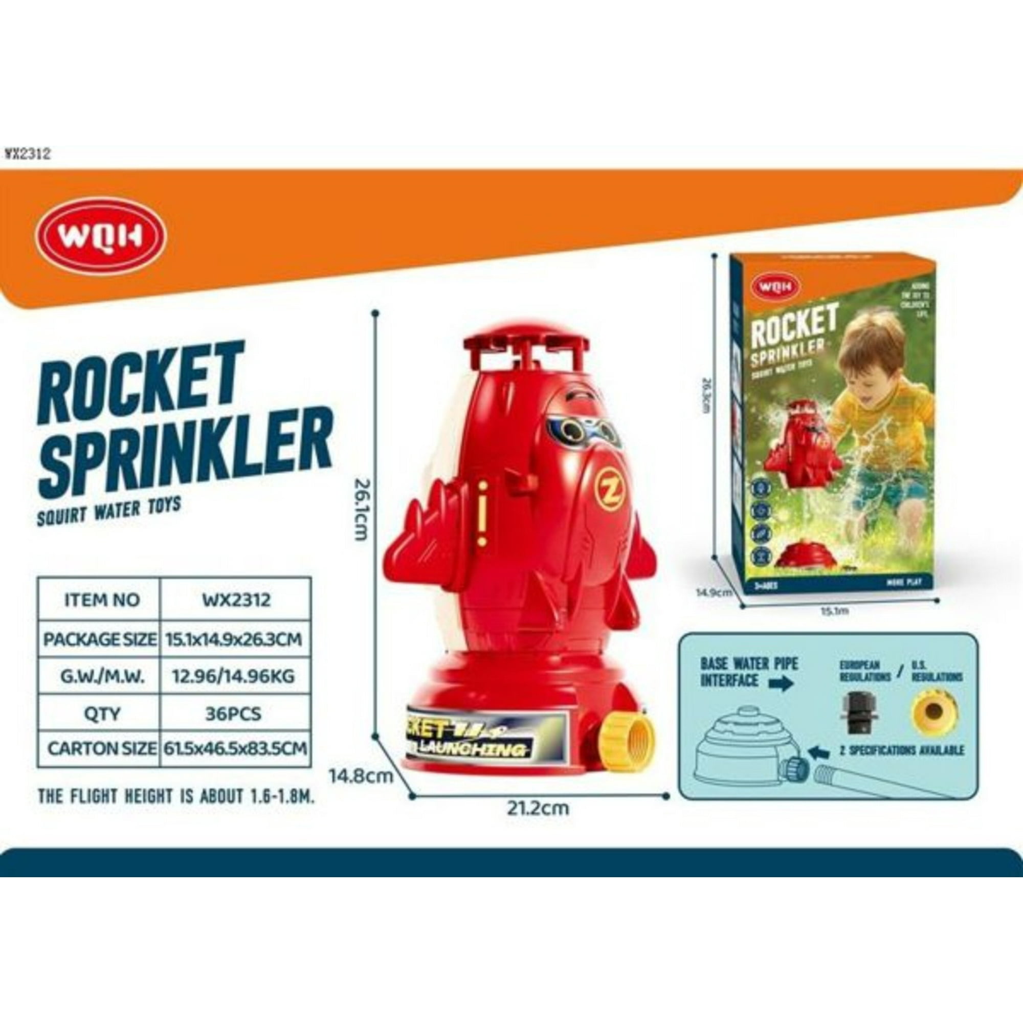 Genérico - Cohete Rociador Lanza Agua Chorro Juguete Niños Verano Rojo