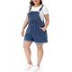 thumbnail image 4 of Agnes Orinda Peto Corto de Mezclilla Talla Grande para Mujeres Escuela Universidad Tirantes Ajustables Dobladillo Enrollado 5 Bolsillos Mono Vaquero Peto Corto 4X Gris Azul, 4 of 6