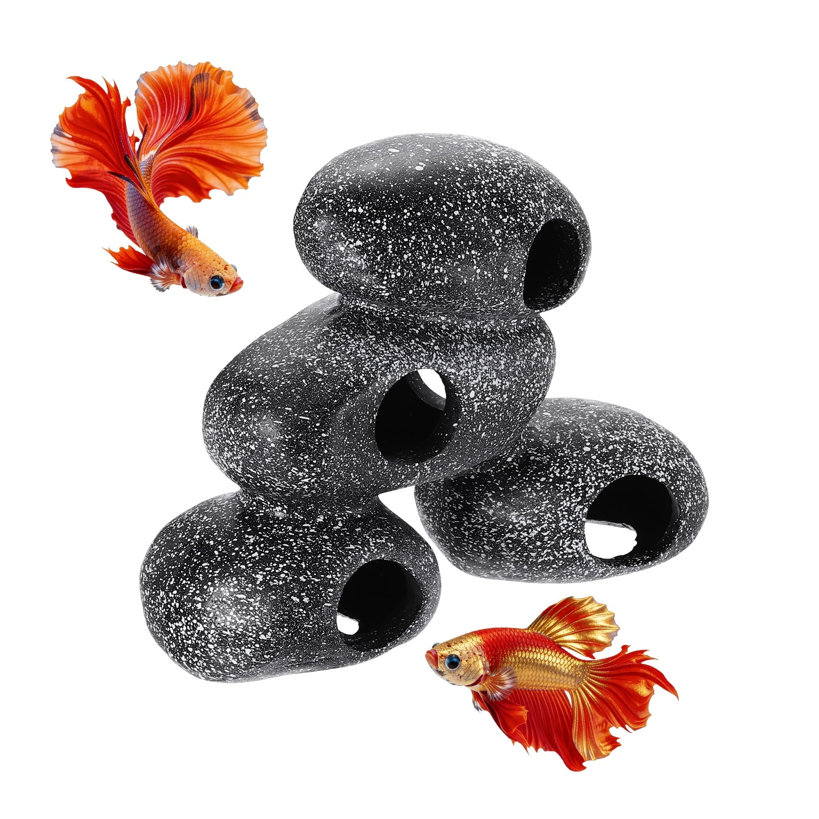 Uxcell Decoraciones para Acuarios Rocas, 6.9x2.8x5.5 Pulgadas Escondite para Betta Resina Realista Adornos para Peceras, (Gris), Destinado para Peces Pequeños / Camarones / Guppy