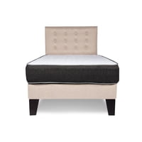 M Sole - Cama 1.5 Plazas Completa Base Americana + Colchón De Resortes + Respaldo Botones Beige