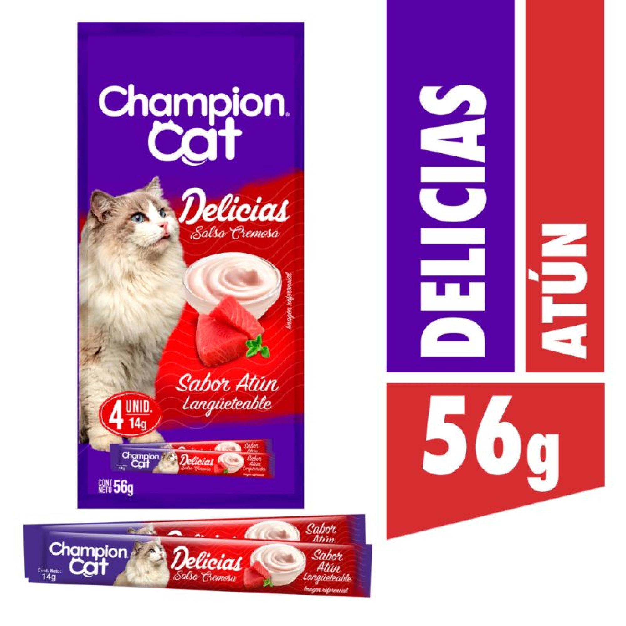 Snack Delicias Salsa Cremosa Sabor Atún Sachet 56 g Champion Cat