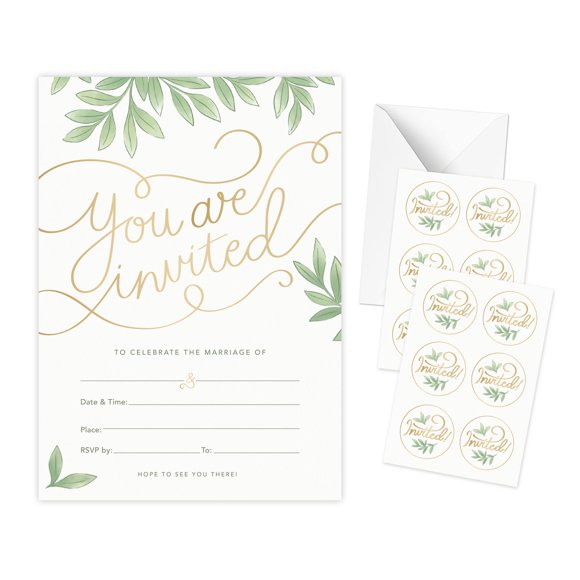 Paquete de 50 Tarjetas de Invitación de Boda Rileys & Co 5x7