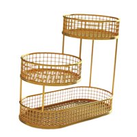 Magideal - Cesta De Frutas De 3 Capas, Cuenco De Verduras Para Encimera, Soporte Para Cuenco De Frutas, Cesta De Pan, Estante De Verduras Para Almacenamiento De Oro