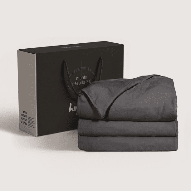 Manta Pesada 3.0 + Funda 100% Bambú | 1 Plaza | 6.6 Kg | Gris Oscuro | Hypnos