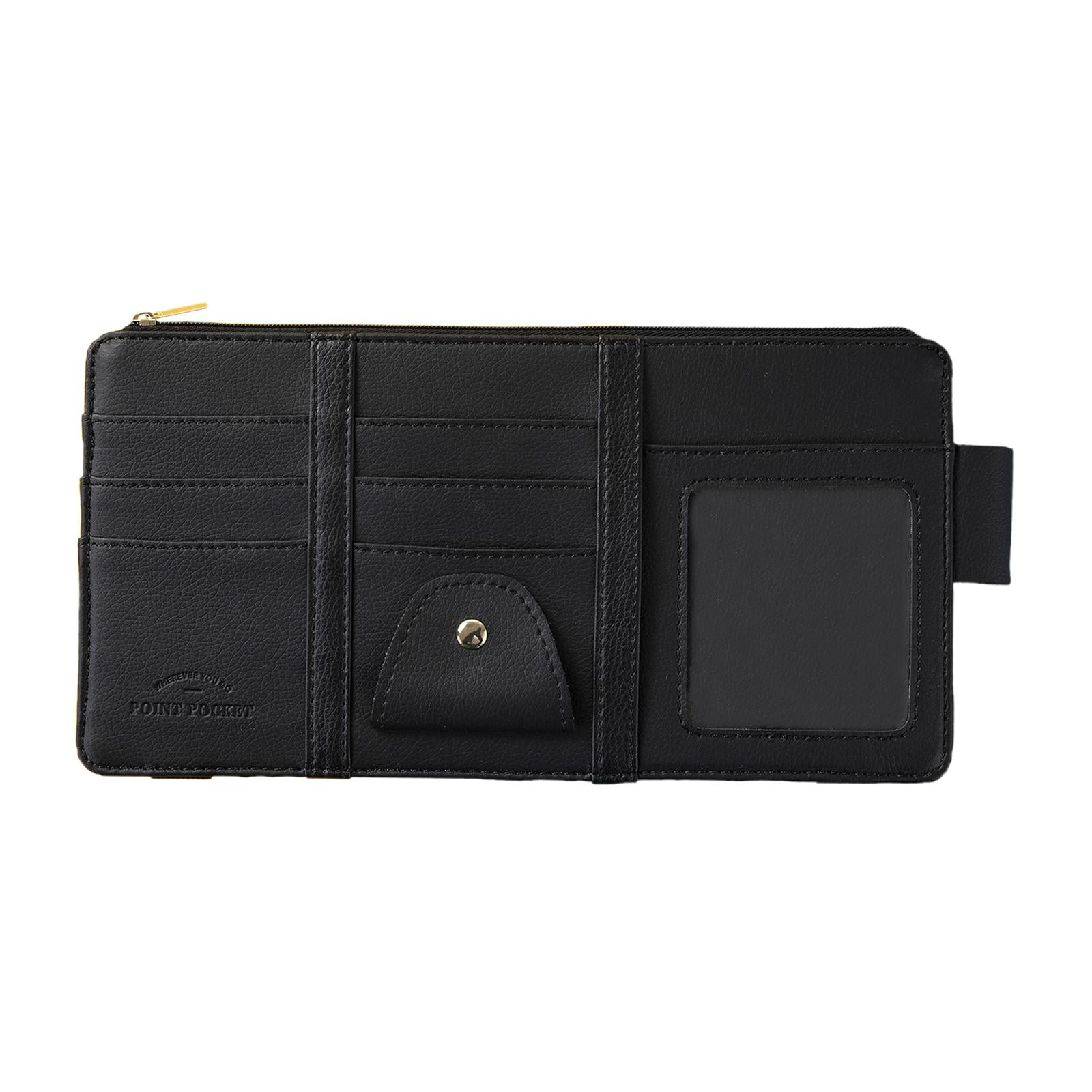 Magideal - Organizador De Visera Para Coche, Organizador De Teléfono Móvil, Cuero Pu, Multifuncional, Multibolsillo, Bolsa De Almacenamiento Para Coche, Bolsillo Negro