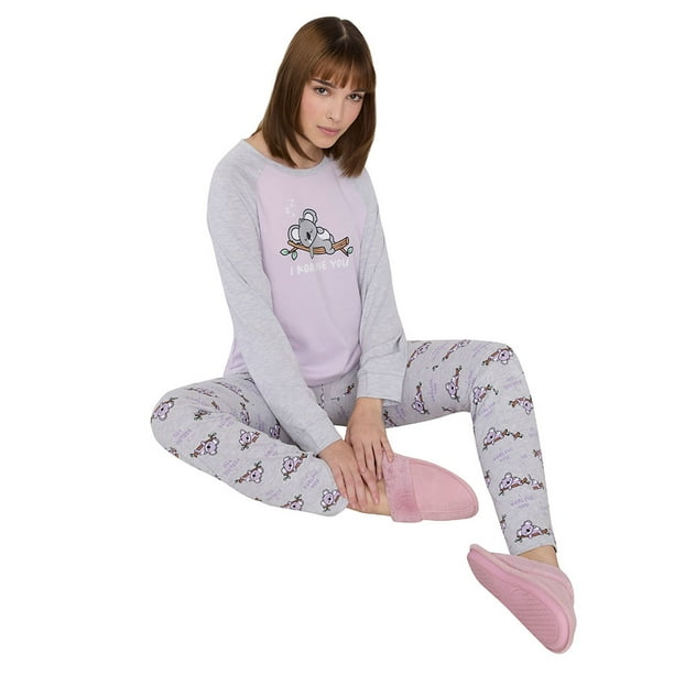 Pijama Mujer Pantalón Mujer Flare Lavanda/Gris Corona