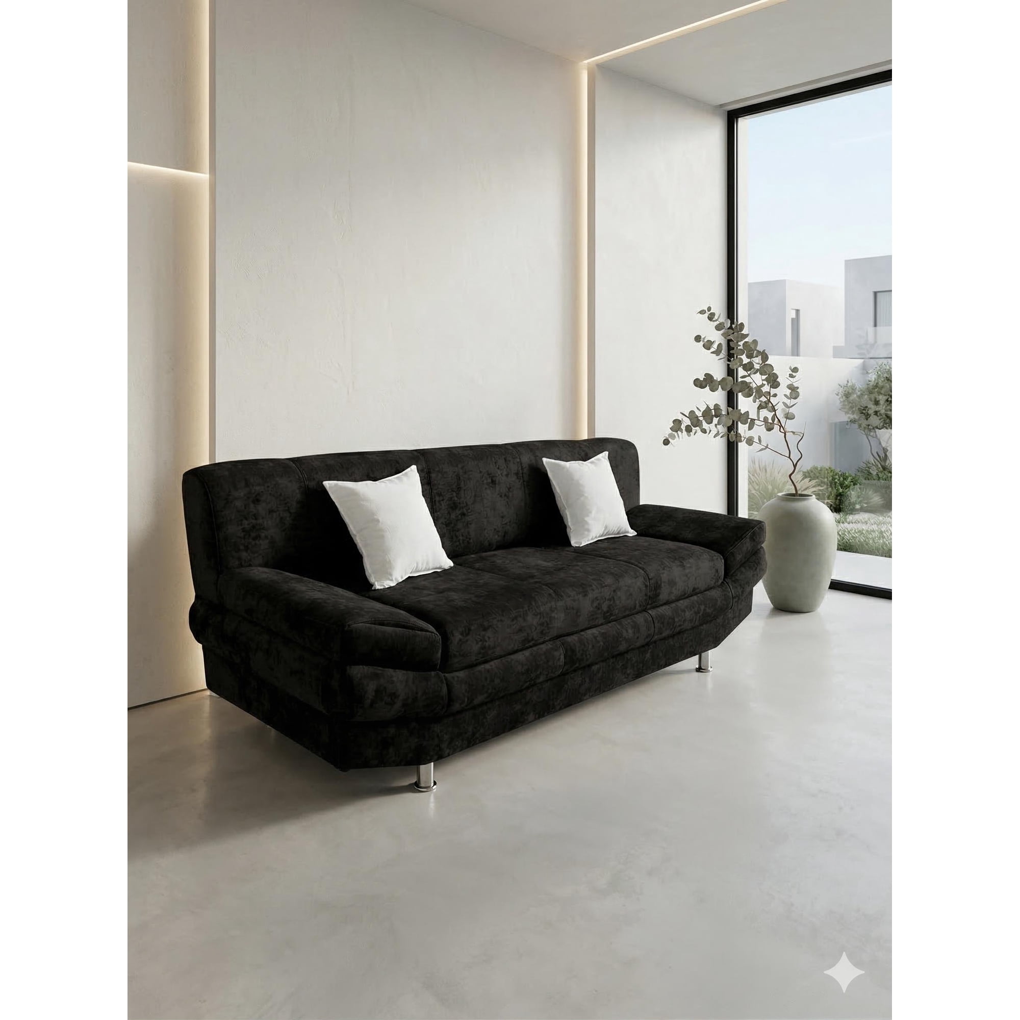 Muebles New - Sofa Italia Negro Felpa