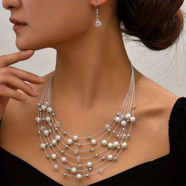 Gorgeous Multicolor Bead Necklace & Earrings Set - Perfect for Women's Style & Parties!
