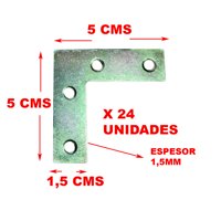 Gen - 24 Escuadra Esquina Plana 50X50Mm 24 Pcs Metal Carpintería