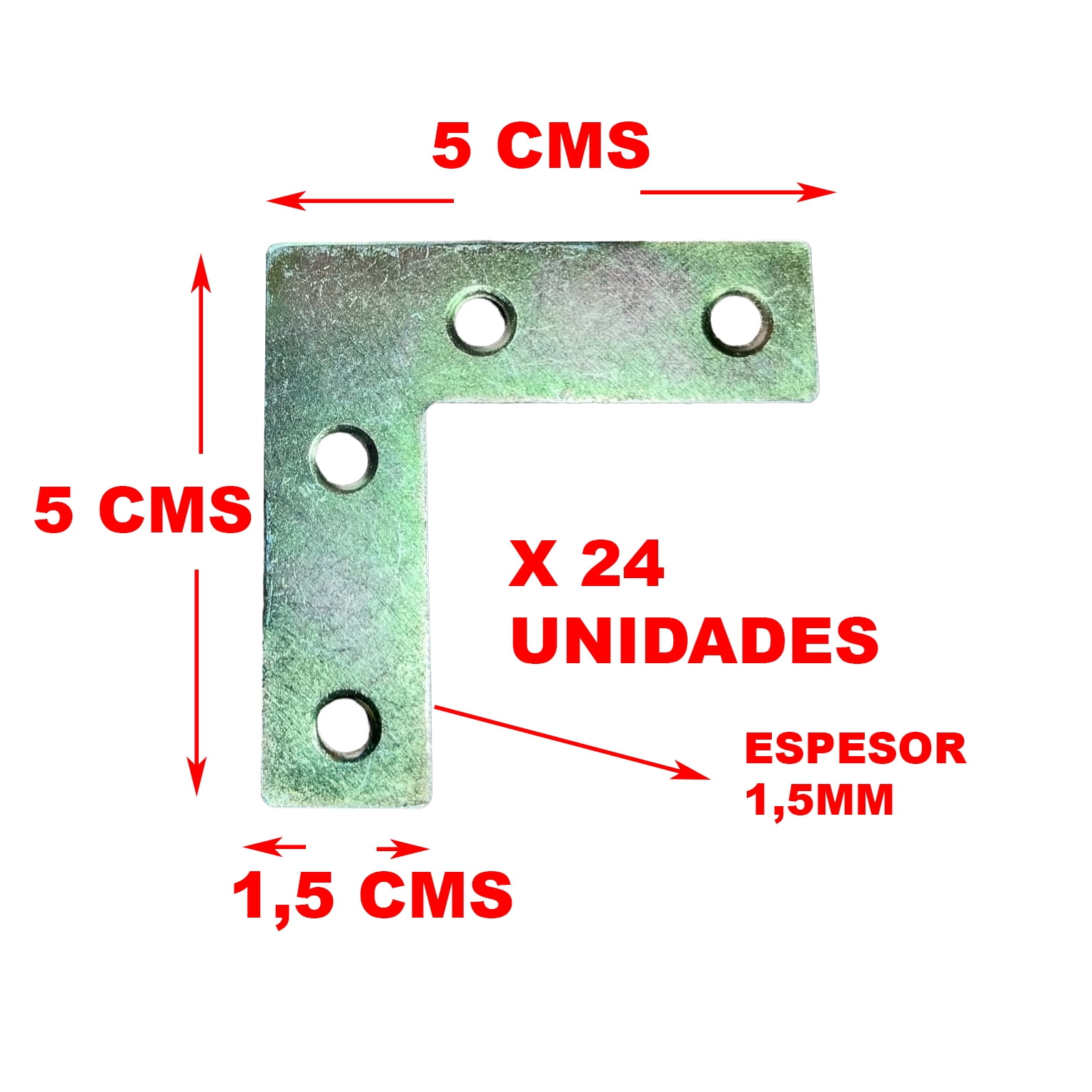 Gen - 24 Escuadra Esquina Plana 50x50mm 24 Pcs Metal Carpintería
