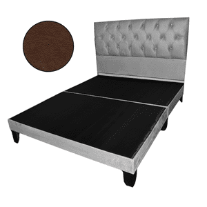 Mueblart - Base De Cama Con Respaldo A Piso 2 Plazas Café Eco Cuero