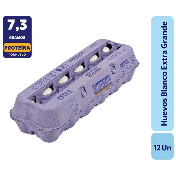 Huevos Tradicionales Extra Grande Blanco, 12 Un