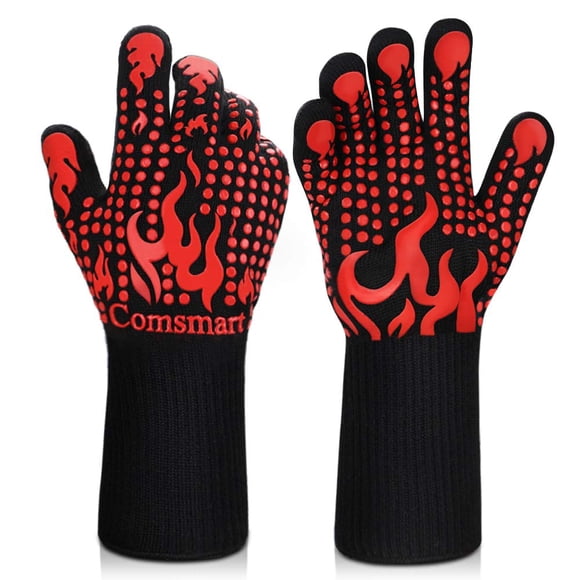 Guantes para barbacoa Comsmart de silicona resistentes al calor, 800 °C, antideslizantes