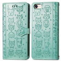 Funda Cartera Foxdock Para Iphone 8/7 , Flip Pu Con Relieve De Gatos Y Perros, Tarjetero Y Soporte
