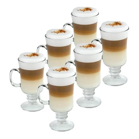 Genérico - Pack 6 Tazas De Vidrio Cafe Espresso 245Ml Transparente