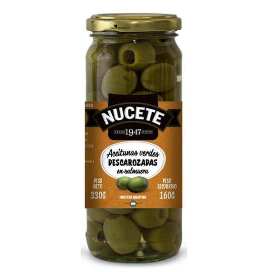 Aceitunas Verdes Descarozadas En Salmuera Frasco 330 g Nucete