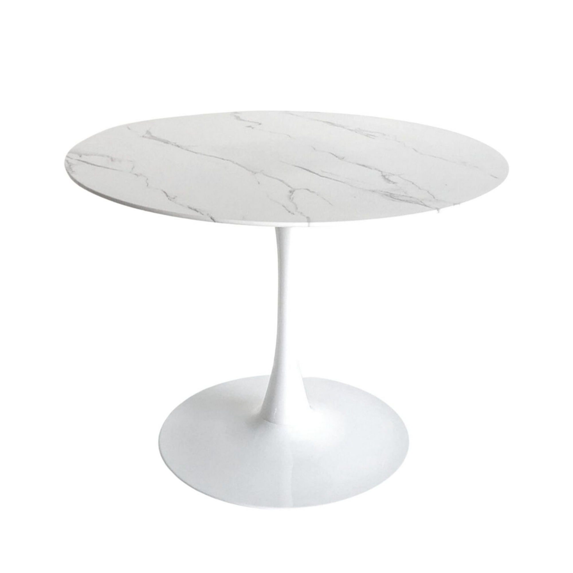 Habita2 Chile - Mesa Tulip Simil Marmol Redonda 100 Cm Blanca