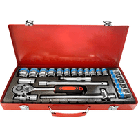 Genérico - Juego Dados Con Chicharra Barrote Y Extensiones 1/2'' 24Pc Naranja Negro Plateado