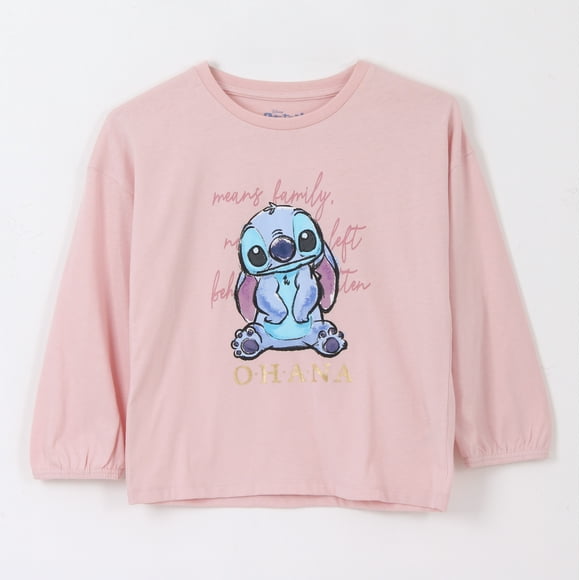 Polera Manga Larga Niña Ohana Lilo & Stitch Rosado Disney