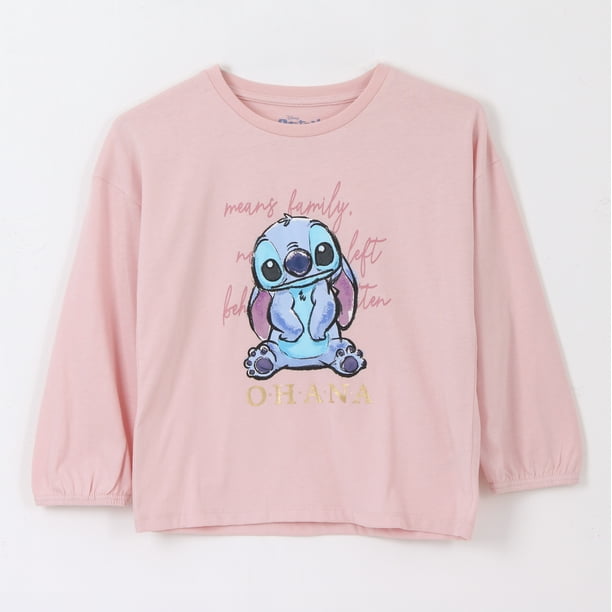 Polera Manga Larga Niña Ohana Lilo & Stitch Rosado Disney