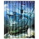 thumbnail image 1 of Cortina de ducha con diseño de barco pirata náutico vintage, con ganchos, tamaño 60 x 72 pulgadas, 1 of 3