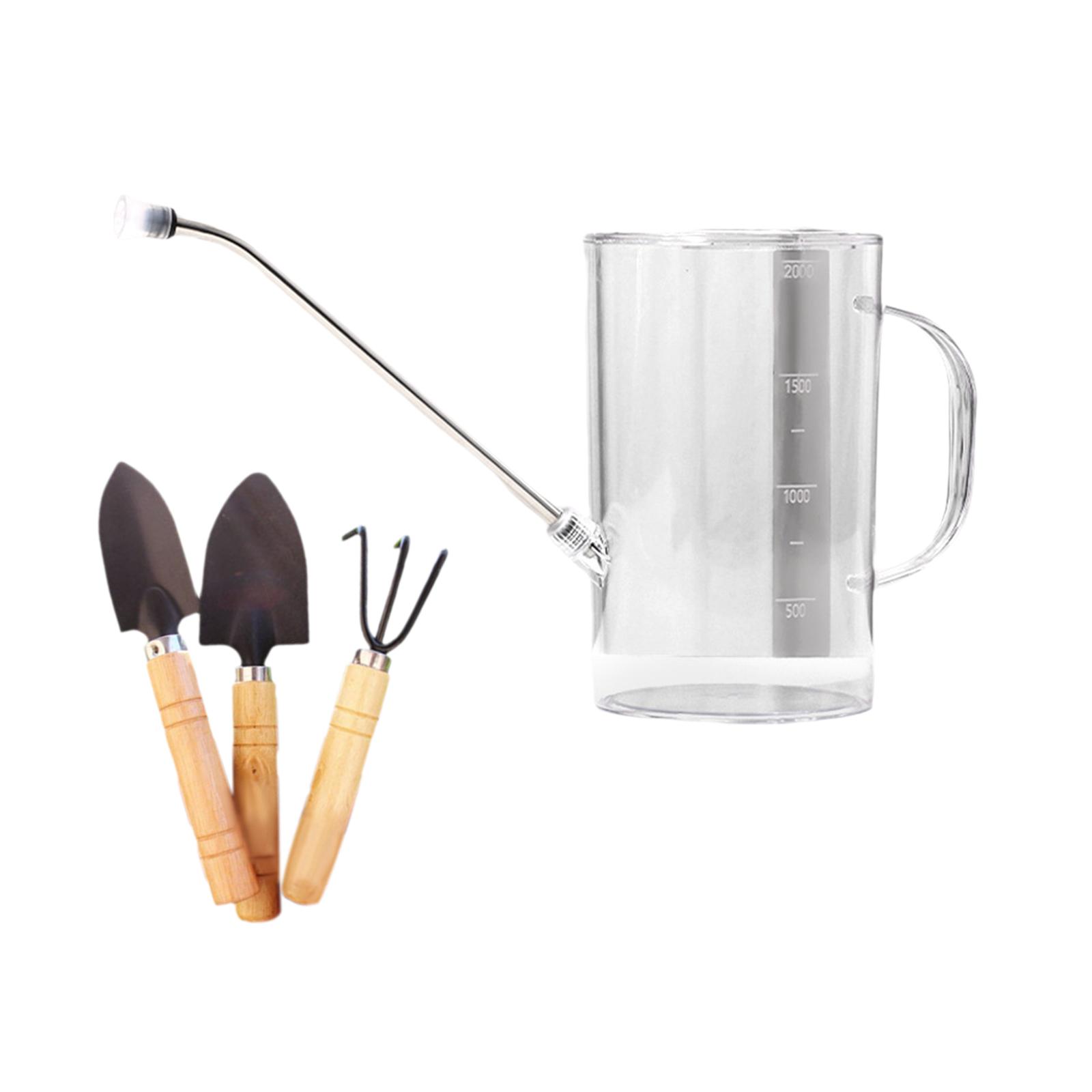 Ioensy - Regadera De 1L Con 3 Herramientas De Jardinería Regadera Interior Para Plantas Oficina Transparente Blanco